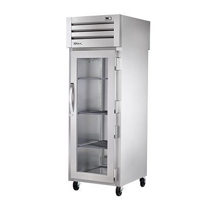 True Manufacturing, STG1RPT-1G-1S-HC, Refrigerador, de paso, 115V, de una sección, puerta de cristal