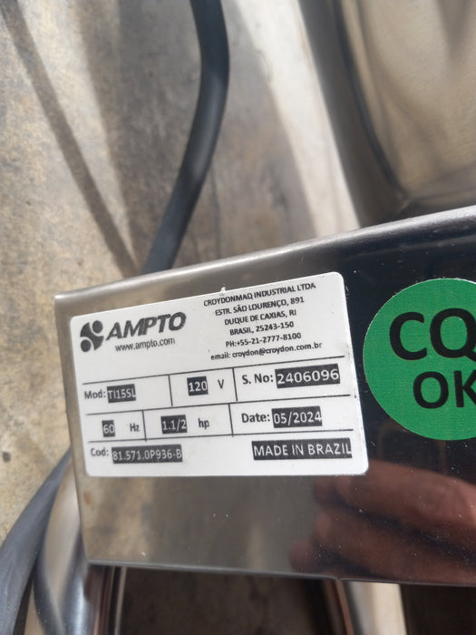 (USED) AMPTO TI15 Blender 15 Liters (4 Gallons) 110V. All SS Construction ETL/NSF