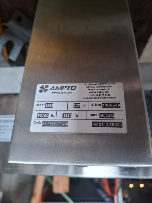 (USED) AMPTO SSGE Panini Grill 17'' x 18'' ribbed