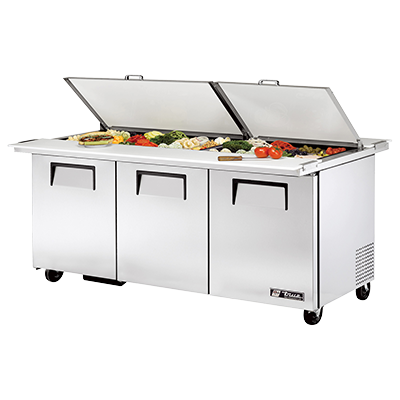 True Manufacturing, TSSU-72-30M-B-DS-ST-HC, Refrigerated Counter, Mega Top Sandwich / Salad Unit