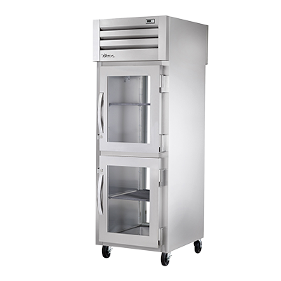 True Manufacturing, STR1RPT-2HG-1G-HC, Refrigerador, de paso, 115V, de una sección, puerta de cristal