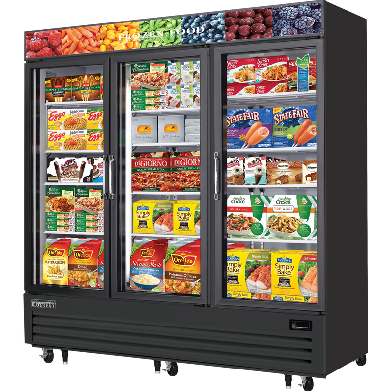 Everest Refrigeration, EMGF69B, Congelador Exhibidor con Puertas de Cristal
