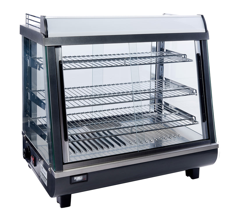 Winco, HDM-26, Display Case, Hot Food, Countertop, 120V, Sliding Doors, 3 Shelves