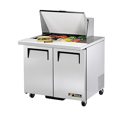 True Manufacturing, TSSU-36-12M-B-HC, Mostrador Refrigerado, Unidad Mega Top para Sándwiches/Ensaladas, 115V, 2 Puertas, Hecho en EE. UU.