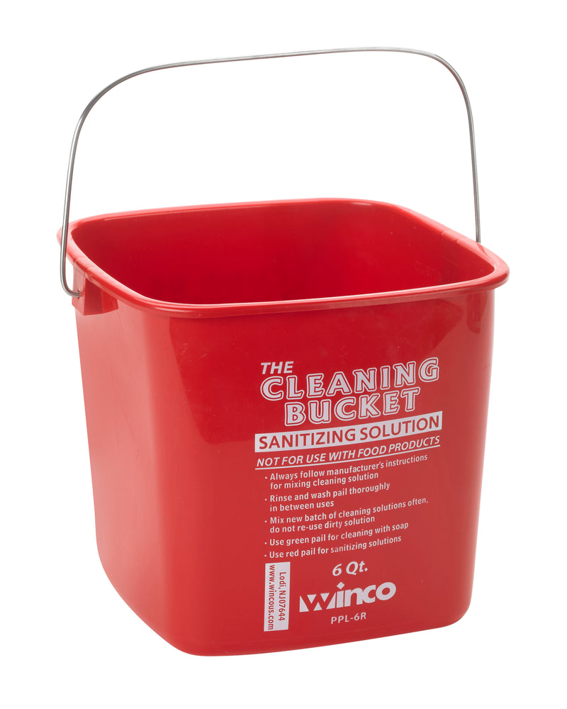 Winco, PPL-6R, Bucket, Red, Polypropylene
