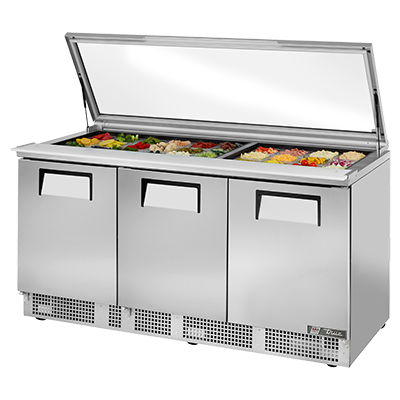 True Manufacturing, TFP-72-30M-FGLID-HC, Mostrador refrigerado, Unidad de sándwiches/ensaladas con tapa Mega Top, 115 V, Hecho en EE. UU.