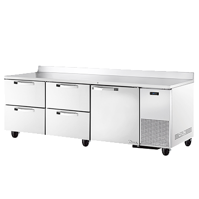 True Manufacturing, TWT-93D-4-HC~SPEC3, Mostrador refrigerado, Encimera de trabajo, 115V, (2) bandejas de 30.48 cm x 50.8 cm x 20.32 cm por cajón, 1 puerta