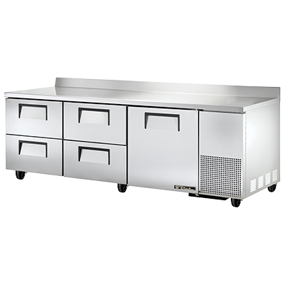 True Manufacturing, TWT-93D-4-HC, Refrigerated Counter, Work Top, 115V, (2) 12" X 20" X 8" Pans Per Drawer, 1 Door