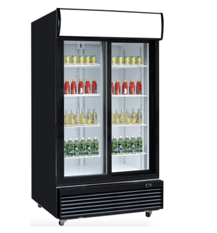 Dukers USA, DSM-32SR, Two Glass Sliding Door Refrigerator