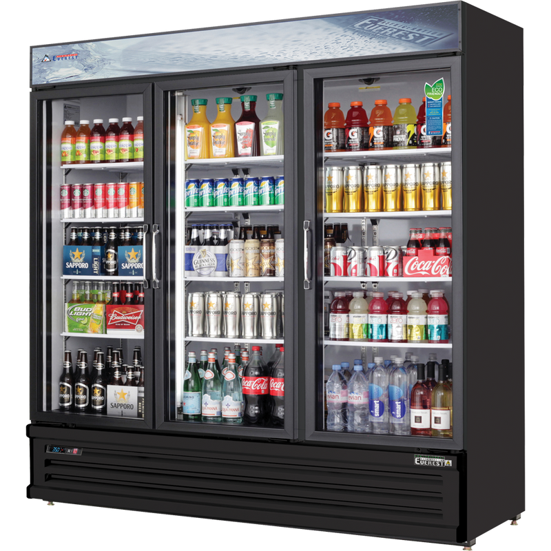 Everest Refrigeration, EMSGR69B, Refrigerador comercial con puertas de cristal