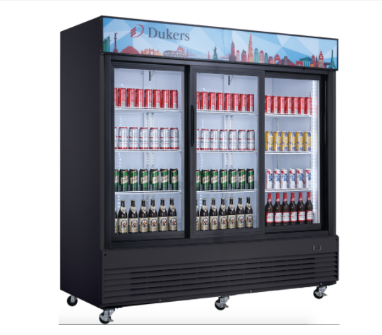 Dukers USA, DSM-68SR, Three Glass Sliding Door Refrigerator