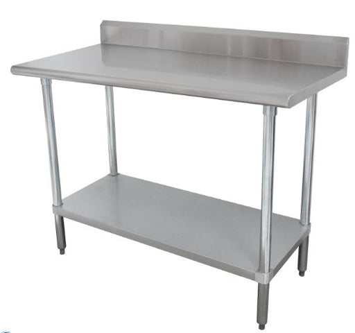 Advance Tabco KMSLAG-245-X 60" 16 ga Work Table w/ Undershelf & 304 Series Stainless Top, 5" Backsplash