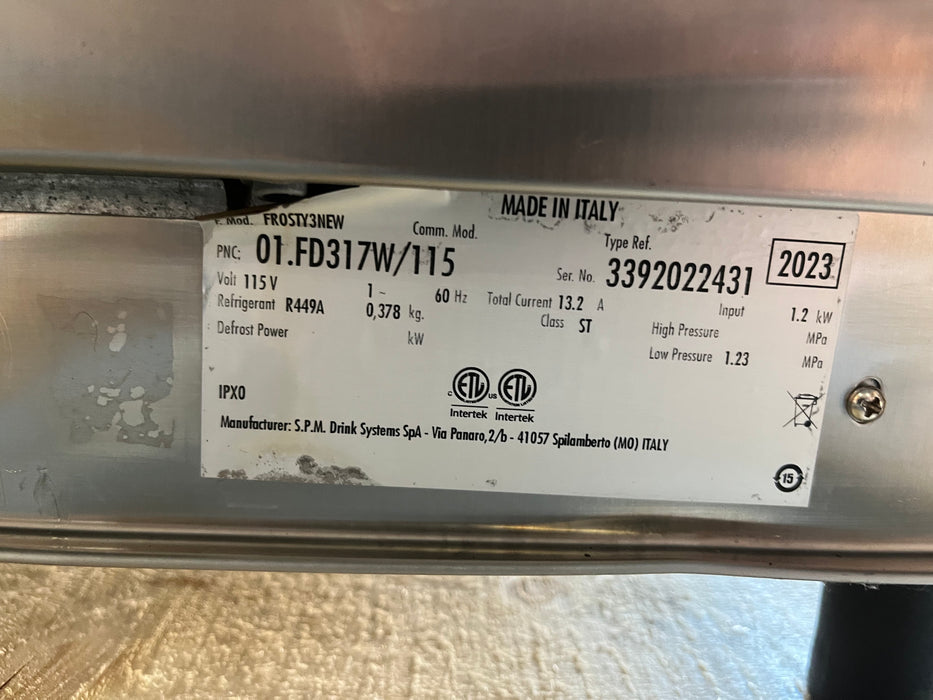 (REFURBISHED) AMPTO GRA123 Granita Machine 3 Tanks. 12 L ea. NSF/UL. Made in Italy