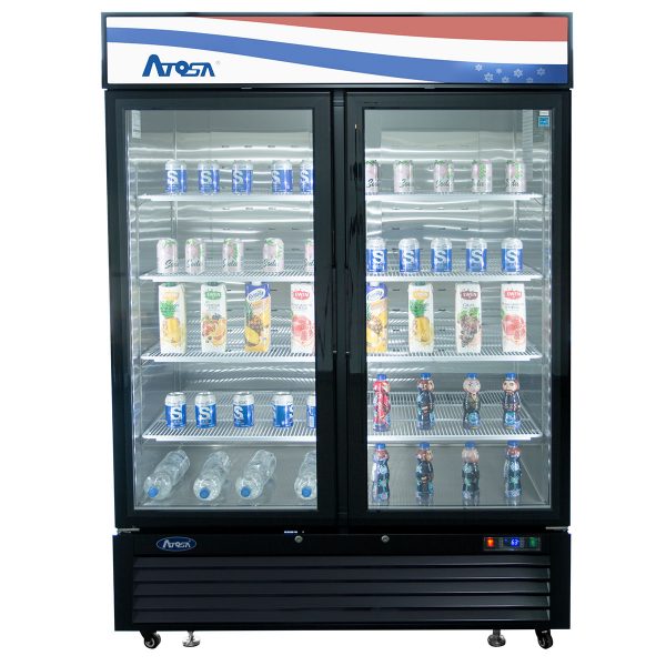 Atosa USA, MCF8721ES, Black Exterior Glass Two (2) Door Merchandiser Freezer