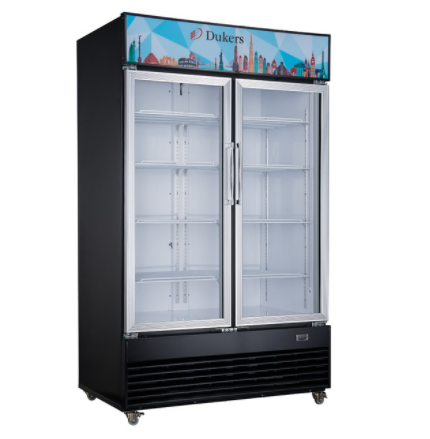 Dukers USA, DSM-41R, Two Glass Hinged Door Refrigerator