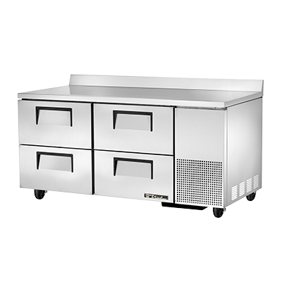 True Manufacturing, TWT-67D-4-HC, Mostrador Refrigerado, Encimera, 115V, (2) Contenedores de 12" X 20" X 8" por Cajón, Hecho en EE. UU.