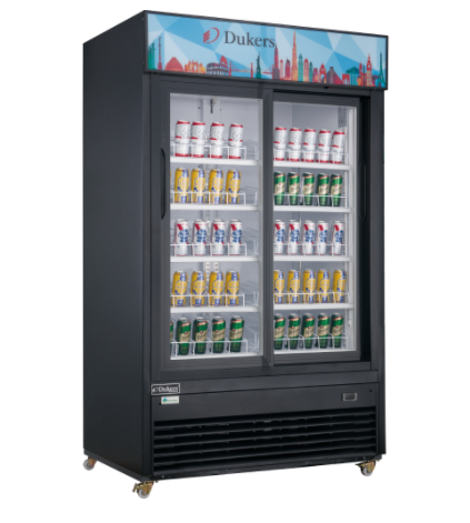 Dukers USA, DSM-40SR, Two Glass Sliding Door Refrigerator
