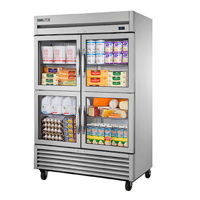 True Manufacturing, TS-49G-4-HC~FGD01, Refrigerador, de dos secciones, de alcance, puerta de cristal, 115V