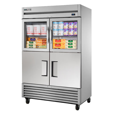 True Manufacturing, T-49-2-G-2-HC~FGD01, Refrigerador, Reach-In, 115V, Dos Secciones, Puerta de Cristal