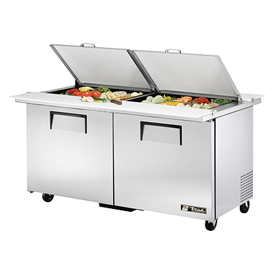 True Manufacturing, TSSU-60-24M-B-DS-ST-HC, Mostrador refrigerado, Unidad de sándwiches / ensaladas Mega Top, 115V, 2 puertas, Hecho en EE. UU.